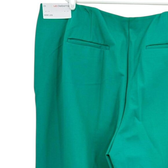 Liz Claiborne Women's Pull-on Stretch Wide Leg Emerald Green Pants Size 2X NWT - Picture 6 of 12